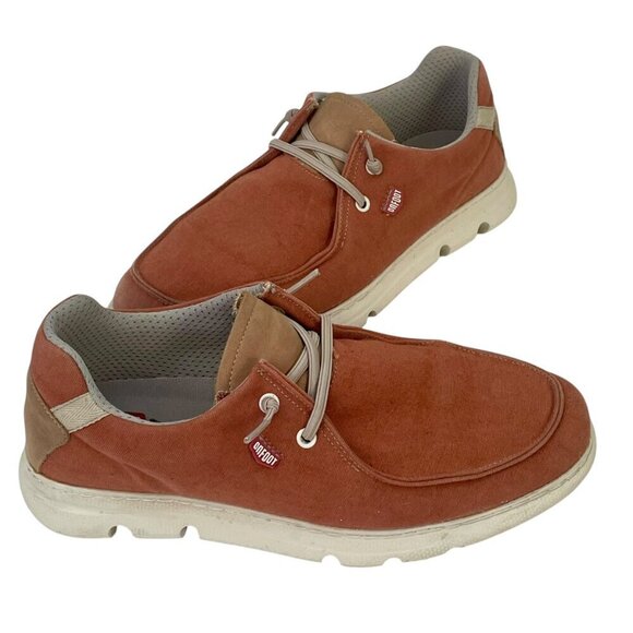 OnFoot Orange Canvas & Leather Slip-On Sneakers Gum Sole Men’s 9 EU 42 - Picture 13 of 14